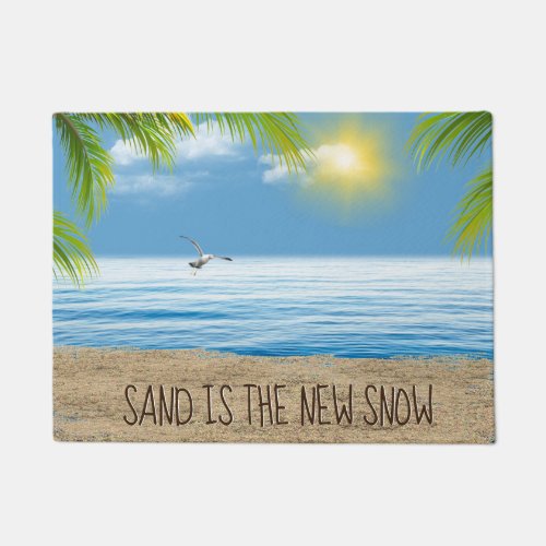 Ocean Beach With Palm Fronds Doormat