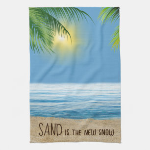 Ocean Beach With Palm Fronds Kitchen Towel