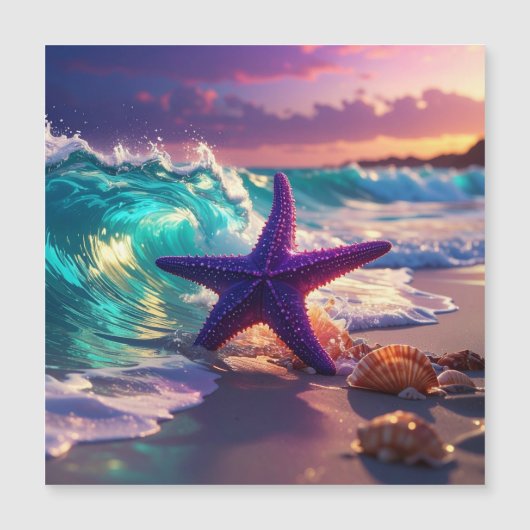 Ocean beach with violet starfish (Front)