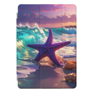 Ocean beach with violet starfish iPad pro cover