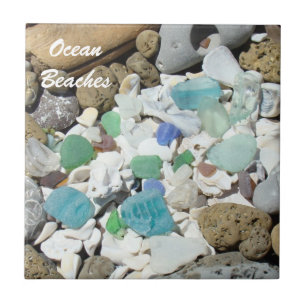 Ocean Beaches tile art decorative Blue Sea Glass
