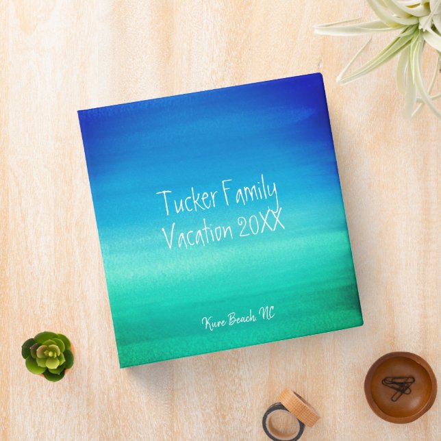 Ocean Beachy Summer Family Vacation Photo 3 Ring Binder (In Situ)