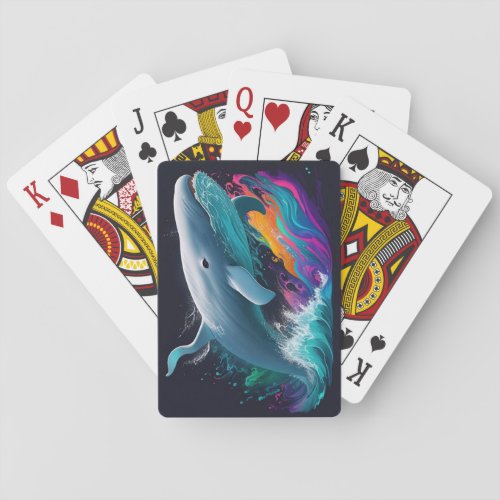 Ocean Beluga Whale Fantasy Color Splash Playing Cards