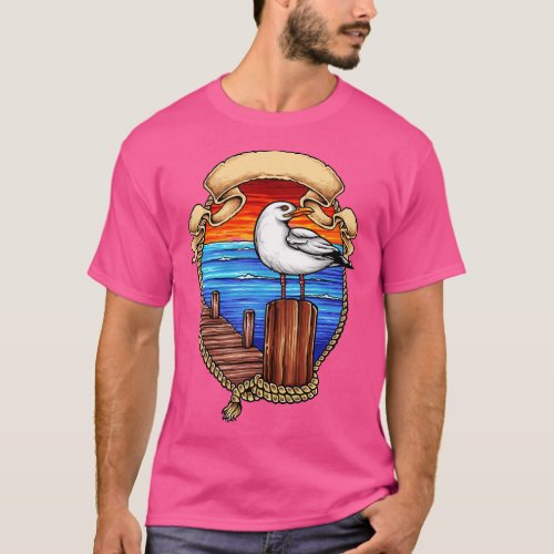 Ocean Bird Art Illustration T_Shirt