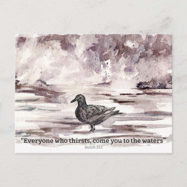 Ocean Bird Scripture Isaiah 55 1 Prayer Card  (Front)