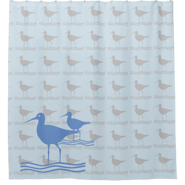 Ocean Birds Sandpipers Shower Curtain (Front)