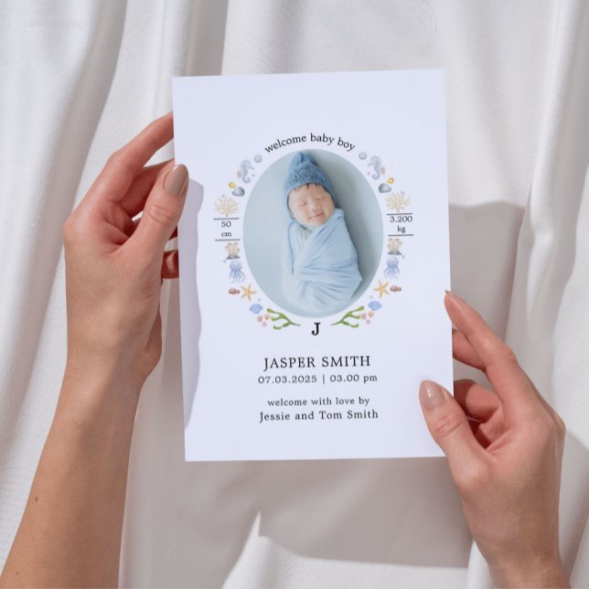 Ocean Birth Announcement – Minimalist & Modern (Birth Announcement)