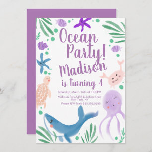Ocean Birthday Fish Sea Animals Invitation