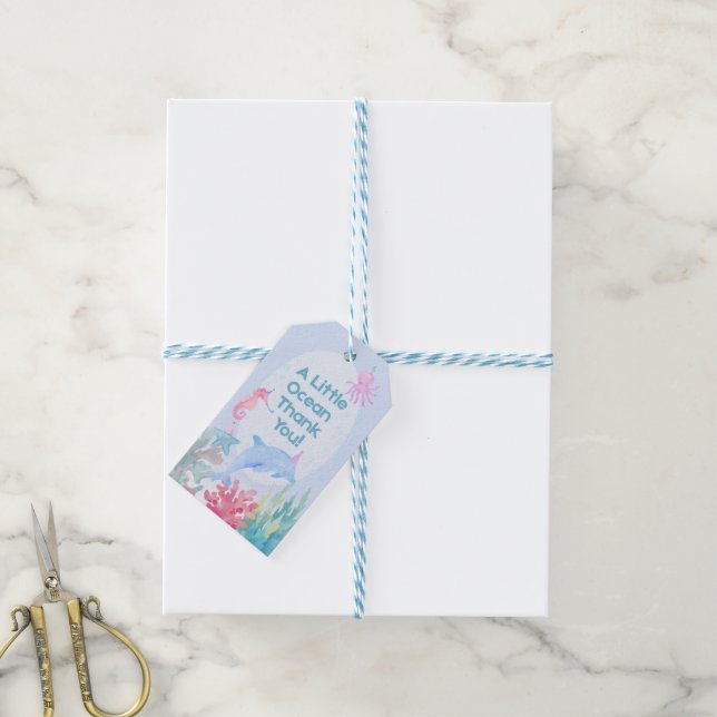 Ocean Birthday Gift Tag (With Twine)