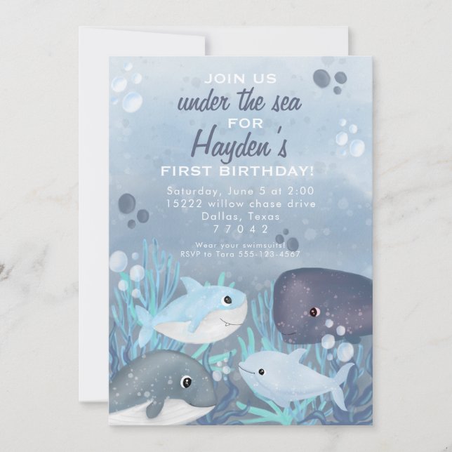 Ocean birthday invitation (Front)