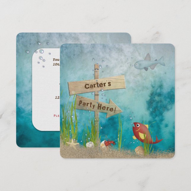 Ocean Birthday Party Invitation (Front/Back)