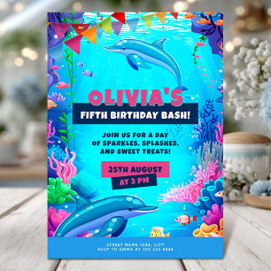 Ocean birthday, Sea Dolphin Party Invitation