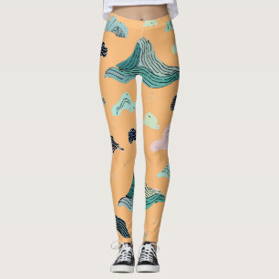 Ocean Bliss Artistic Leggings - Stylish Aquatic