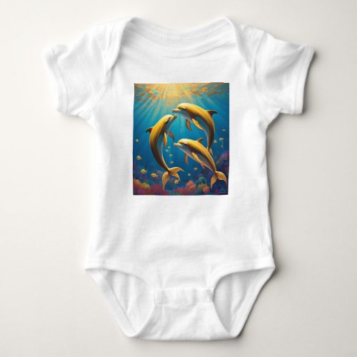 Ocean Bliss Dolphin Artwork Baby Bodysuit