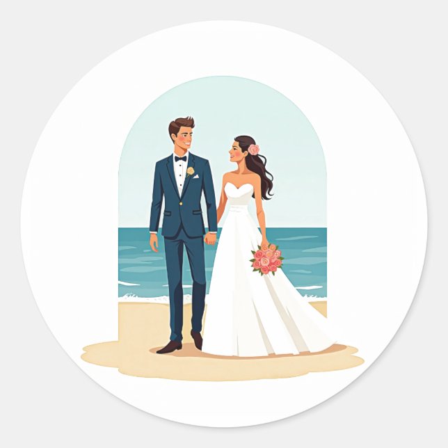 Ocean Bliss Wedding Stickers (Front)