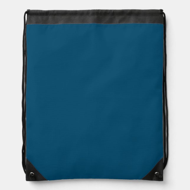 Ocean Blue #00486B, Beetle Green Drawstring Bag (Front)