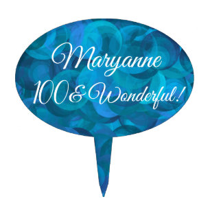 Ocean Blue 100 and Wonderful Birthday Party Cake Topper