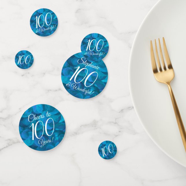 Ocean Blue 100 and Wonderful Birthday Party Confetti (Group)
