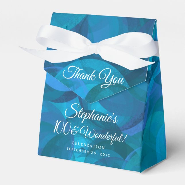 Ocean Blue 100 and Wonderful Birthday Party Favor Boxes (Front Side)