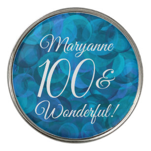 Ocean Blue 100 and Wonderful Birthday Party Golf Ball Marker