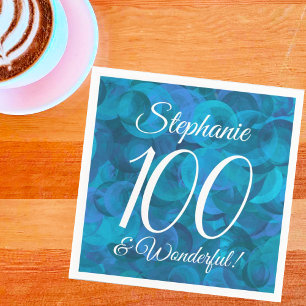 Ocean Blue 100 and Wonderful Birthday Party Napkins