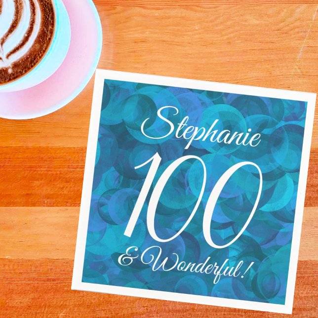 Ocean Blue 100 and Wonderful Birthday Party Napkins (Creator Uploaded)