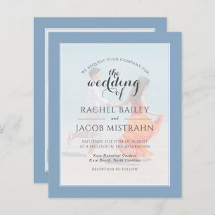 Ocean Blue 2-Photo Budget Wedding Invitation