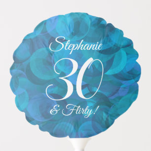 Ocean Blue 30 and Flirty Birthday Party Balloon