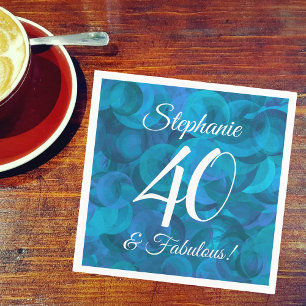 Ocean Blue 40 and Fabulous Birthday Party Napkins