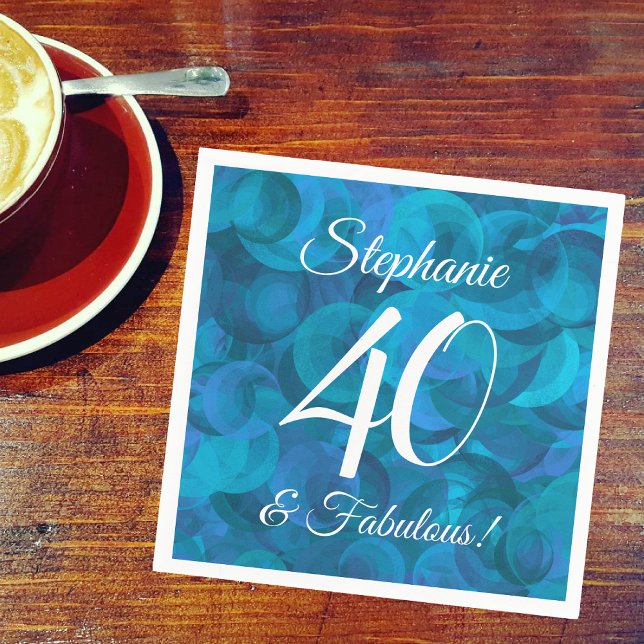 Ocean Blue 40 and Fabulous Birthday Party Napkins (Creator Uploaded)