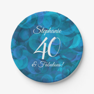 Ocean Blue 40 and Fabulous Birthday Party  Paper Plates