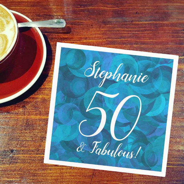 Ocean Blue 50 and Fabulous Birthday Party Napkins (Creator Uploaded)