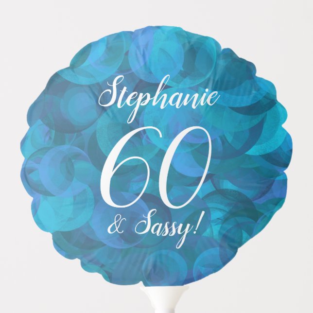 Ocean Blue 60 and Sassy Birthday Party Balloon (Front)