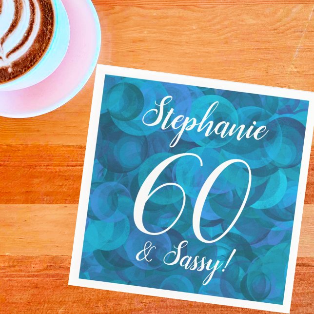Ocean Blue 60 and Sassy Birthday Party Napkins (Creator Uploaded)