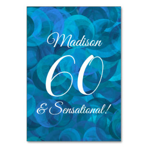 Ocean Blue 60 & Sensational Birthday Party Table Number