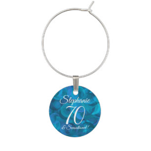Ocean Blue 70 and Sensational Birthday Name Wine Charm