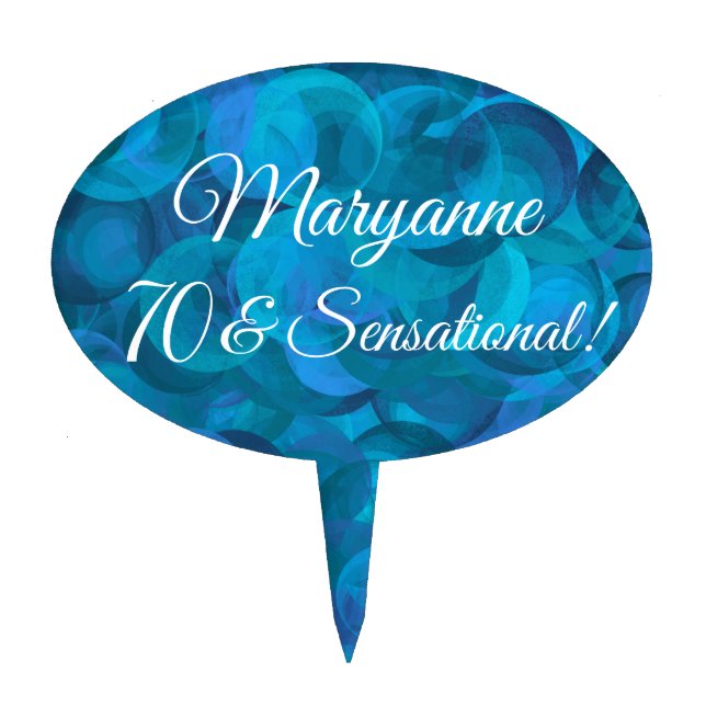 Ocean Blue 70 & Sensational Birthday Party Cake Topper (Front)