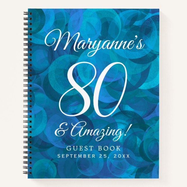Ocean Blue 80 and Amazing Birthday Party Notebook (Front)