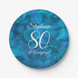 Ocean Blue 80 and Amazing Birthday Party Paper Plates