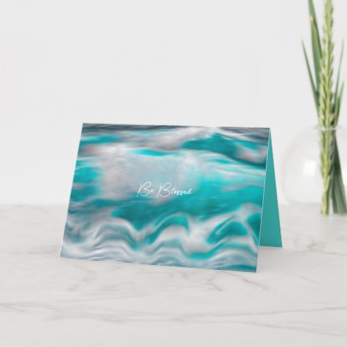 Ocean Blue Abstract Be Blessed v2 Holiday Card