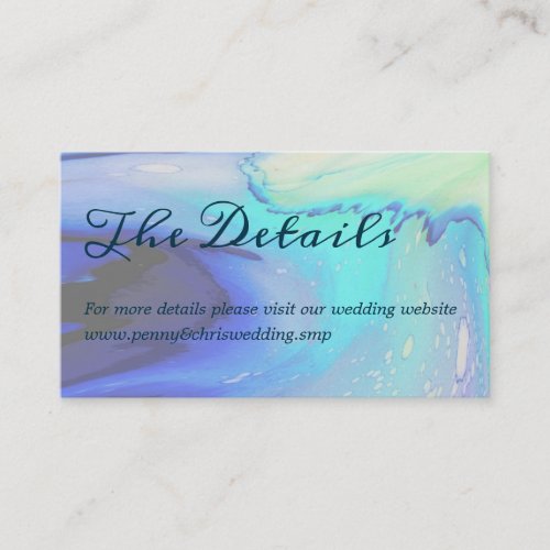 Ocean Blue Abstract Beach Wedding Details  Enclosure Card