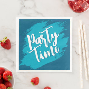 Ocean Blue Abstract Paint Stroke Party Time Paper Dinner Napkins