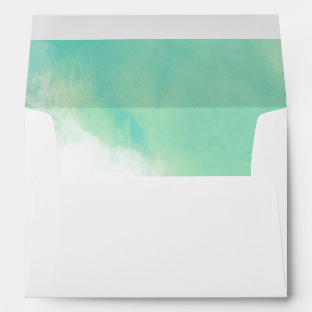 Ocean Blue Abstract Watercolor Wedding Envelope (Back (Bottom))