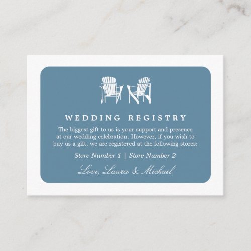 Ocean Blue Adirondack Chairs Bridal Gift Registry Enclosure Card