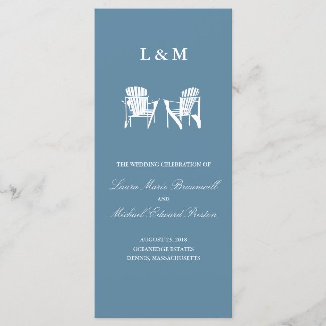 Ocean Blue Adirondack Chairs Ceremony Program (Front)