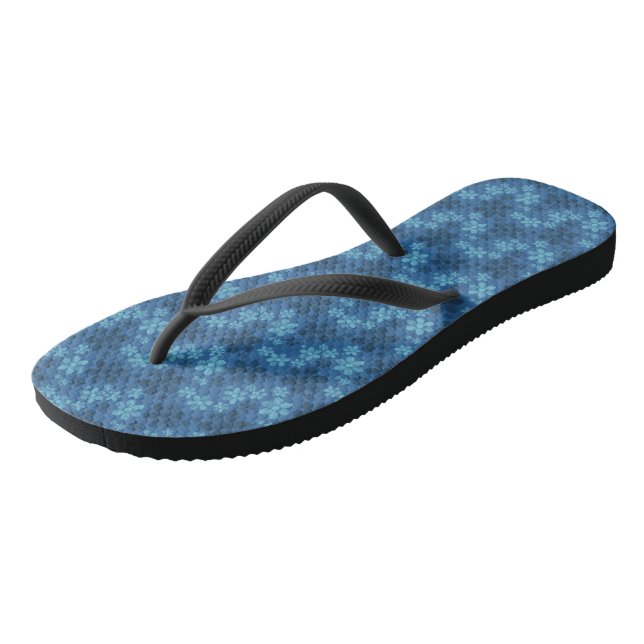 Ocean Blue Adult, Slim Strap Flip Flops (Angled)