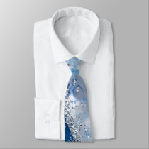 Ocean Blue Agate Glitter Sparkly Neck Tie