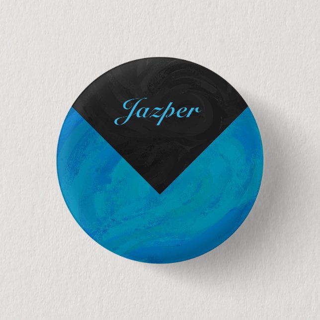 Ocean Blue and Black Monogram Button (Front)