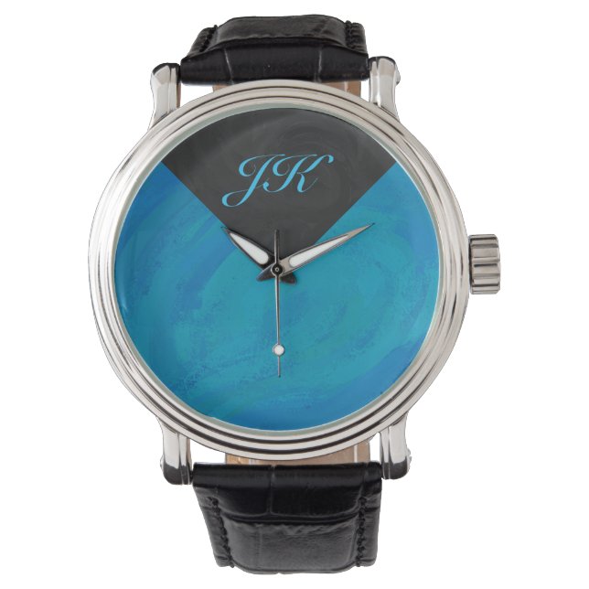 Ocean Blue and Black Monogram Watch (Front)