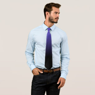 Ocean Blue and Black Ombre Pattern Neck Tie